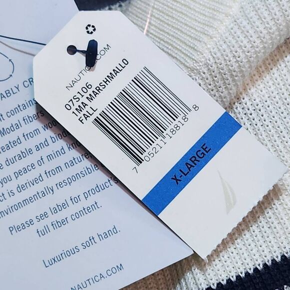 Nautica Black and Cream Stripe Sweater NWT Size XL Preppy Sweater - Picture 9 of 12